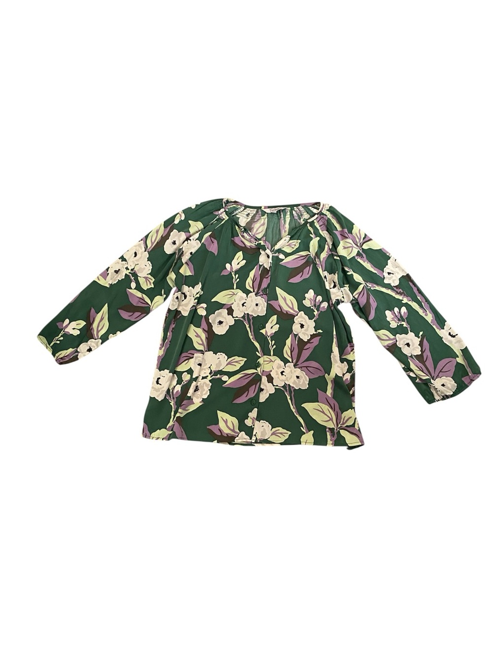 Tucker Green Floral Blouse with Cream & Lavender Accents